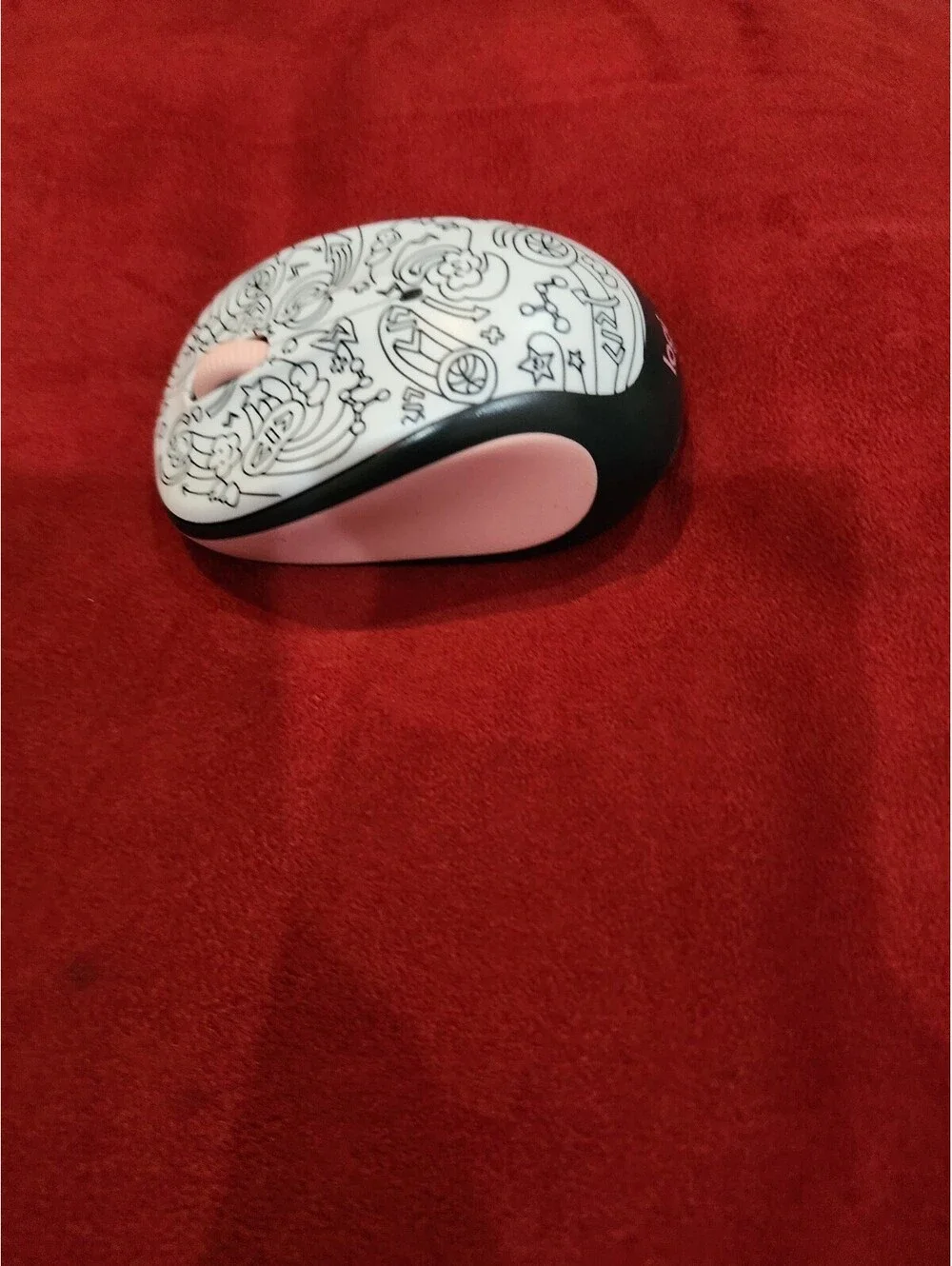 Logitech M325 M325c Wireless Optical Mouse + Dongle PINK DOODLE BRAINSTORM PEACH
